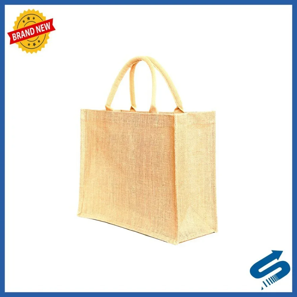 Natural Jute Tote Bags Eco-Friendly Reusable Grocery Beach Storage Pack
